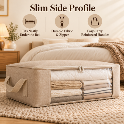 🧺✨ SLEEIP Under-Bed Storage Bags with Clear Windows | Space-Saving Storage for Bedding & Clothes | Reinforced Handles | Easy-View Organizer