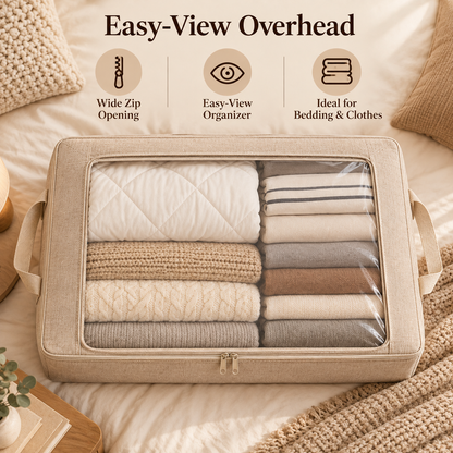 🧺✨ SLEEIP Under-Bed Storage Bags with Clear Windows | Space-Saving Storage for Bedding & Clothes | Reinforced Handles | Easy-View Organizer