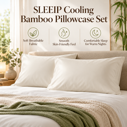 🌿✨ SLEEIP Cooling Bamboo Pillowcase Set | Soft Breathable Pillow Covers | Smooth Skin-Friendly Fabric | Comfortable Sleep for Warm Nights