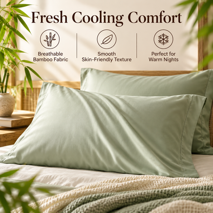 🌿✨ SLEEIP Cooling Bamboo Pillowcase Set | Soft Breathable Pillow Covers | Smooth Skin-Friendly Fabric | Comfortable Sleep for Warm Nights