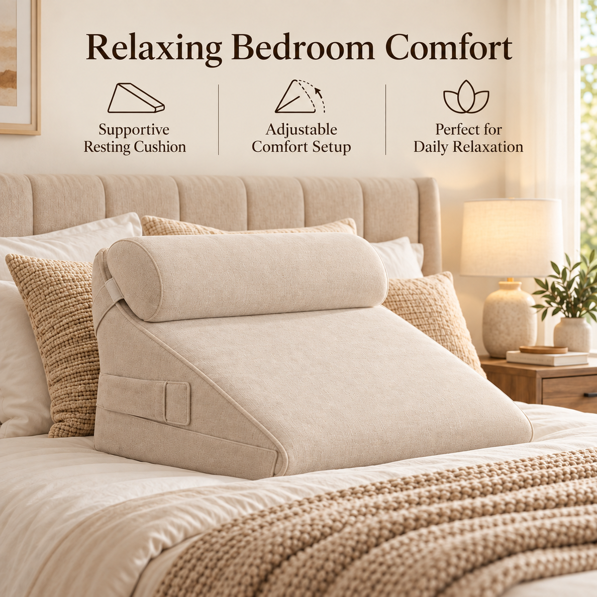💤✨ SLEEIP Adjustable Bed Wedge Pillow | Supportive Incline Cushion for Reading & Resting | Multi-Angle Comfort Design | Bedroom Relaxation Essential