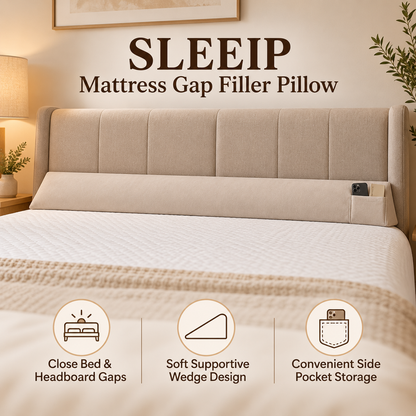 🛏️✨ SLEEIP Mattress Gap Filler Pillow | Close Bed & Headboard Gaps | Soft Supportive Wedge Design | Convenient Side Pocket Storage