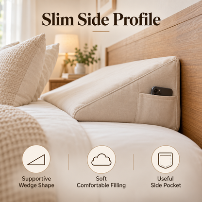 🛏️✨ SLEEIP Mattress Gap Filler Pillow | Close Bed & Headboard Gaps | Soft Supportive Wedge Design | Convenient Side Pocket Storage