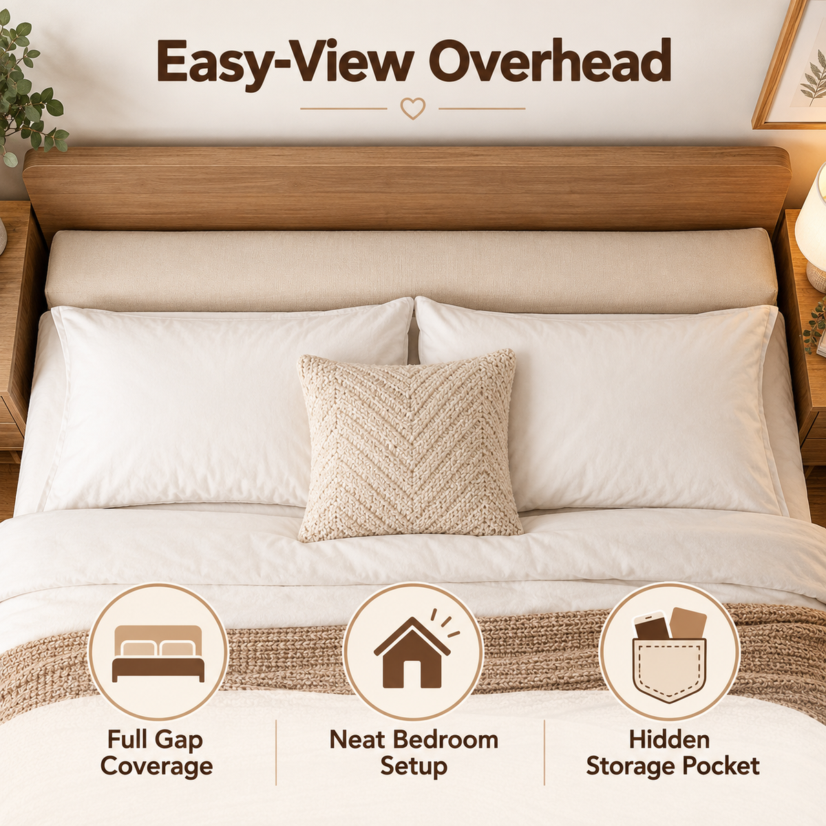 🛏️✨ SLEEIP Mattress Gap Filler Pillow | Close Bed & Headboard Gaps | Soft Supportive Wedge Design | Convenient Side Pocket Storage