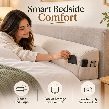 🛏️✨ SLEEIP Mattress Gap Filler Pillow | Close Bed & Headboard Gaps | Soft Supportive Wedge Design | Convenient Side Pocket Storage