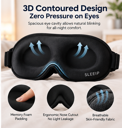 🌙✨ SLEEIP Blackout Sleep Eye Mask | Soft Light-Blocking Design for Deeper Rest | Comfortable Adjustable Strap | Ideal for Home & Travel