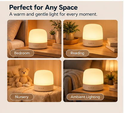 🌙✨ SLEEIP Bedside Night Light with Touch Control | Soft Warm Ambient Lighting | Adjustable Brightness for Nighttime Use | Minimal Bedroom Design